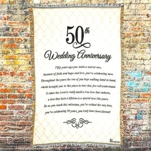 📣Dicksons 50th Wedding 💒👰🤵Anniversary Poem 48x68  Tapestry Blanket 🆕 😍 🎁